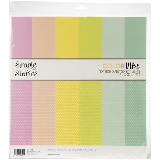 Simple Stories Color Vibe Double-Sided Paper Pack 12&#x22; x 12&#x22; 6/Pkg-Lights